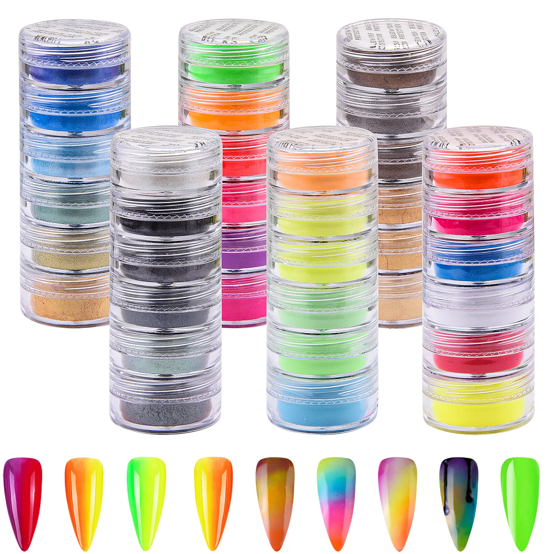 Photo 1 of Duufin 36 Colors Nail Pigment Powder Colorful Luminous Pearlescent High-Gloss Halo Powder Pigment for Nails Art, Body and Crafts
