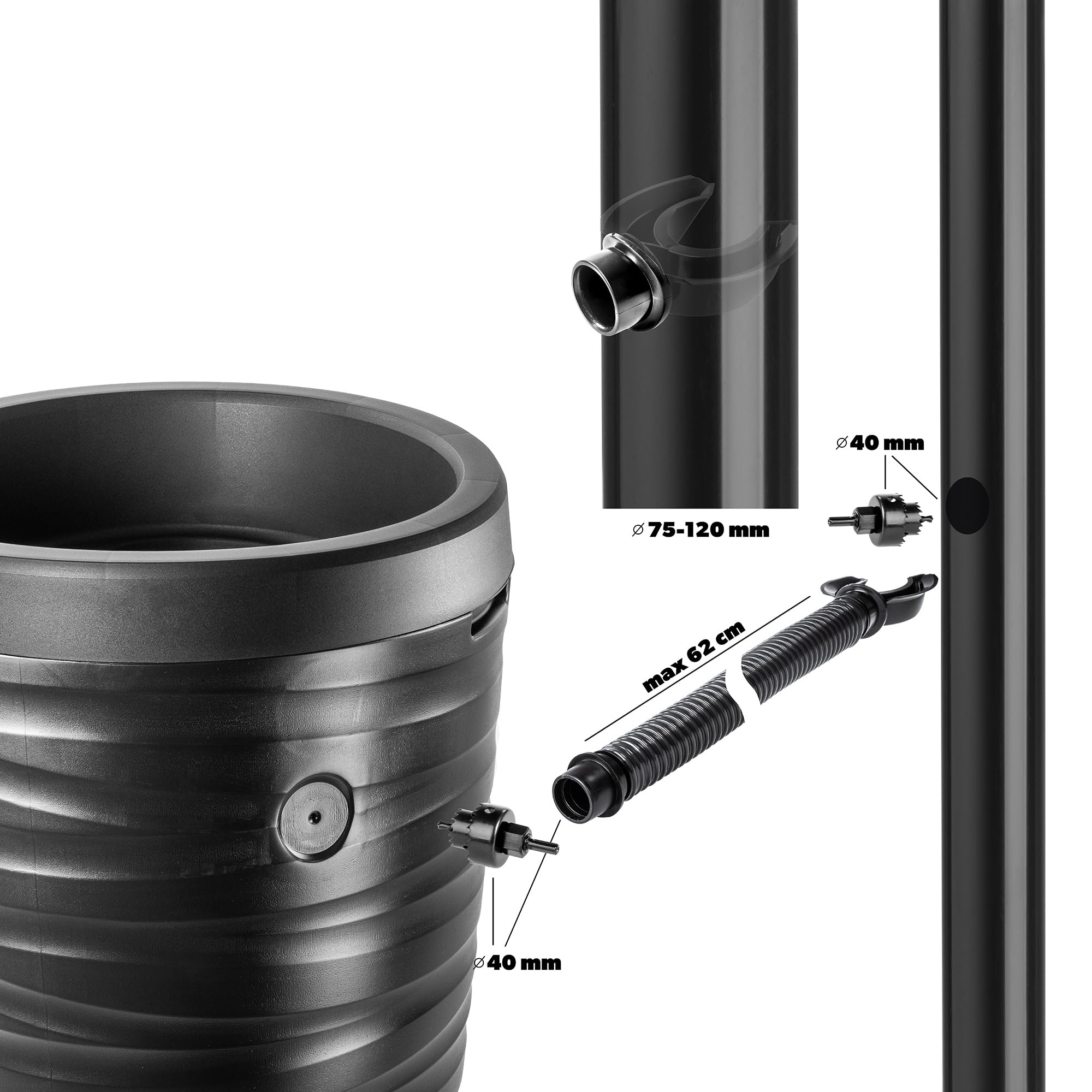 KADAX Barril de lluvia de 240 l, barril de lluvia con grifo, maceta y soporte, depósito de agua de lluvia de plástico, depósito de agua de lluvia para recoger agua de lluvia
