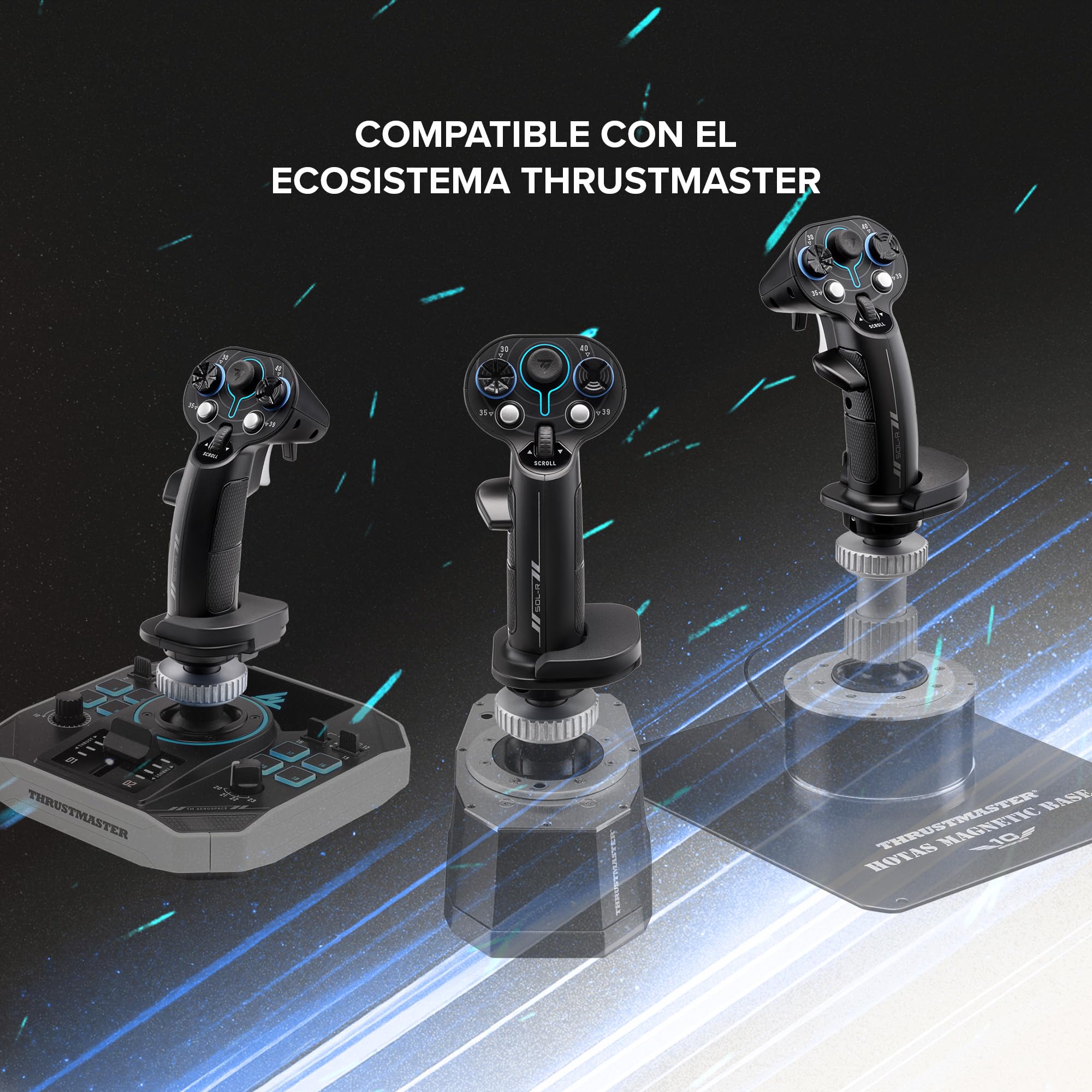 Thrustmaster Sol-R 3 AVA Add-On Grip - Empuñadura de Vuelo Espacial para PC (Compatible con Base AVA y Warthog, Diseño Ergonómico Pro, 19 Botones de Acción) Negro