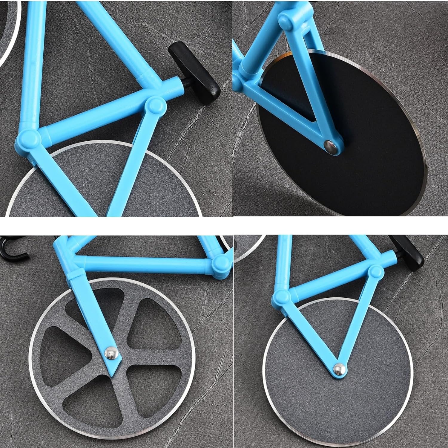 Bicycle-shaped pizza knife, fun pizza knife, stainless steel double-headed, kitchen gadgets, bicycle-shaped, suitable for kitchen, restaurant, party and other occasions
