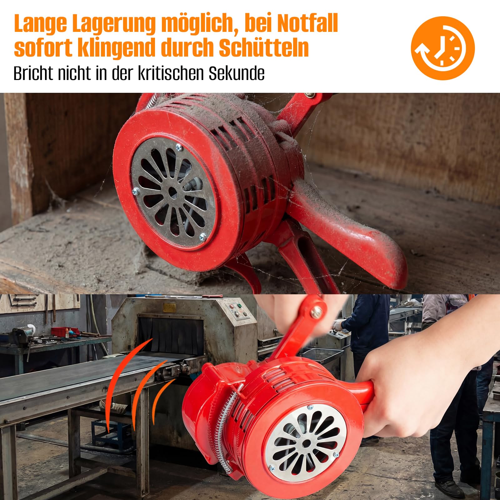 110dB Handsirene, Sirene Mit Handkurbel, Tragbarer Handkurbel-Alarm, Luftschutzsirene Manuelle Sirene für Fabriken, Schulen, Militärlagern unter freiem Himmel, Bergrettungs