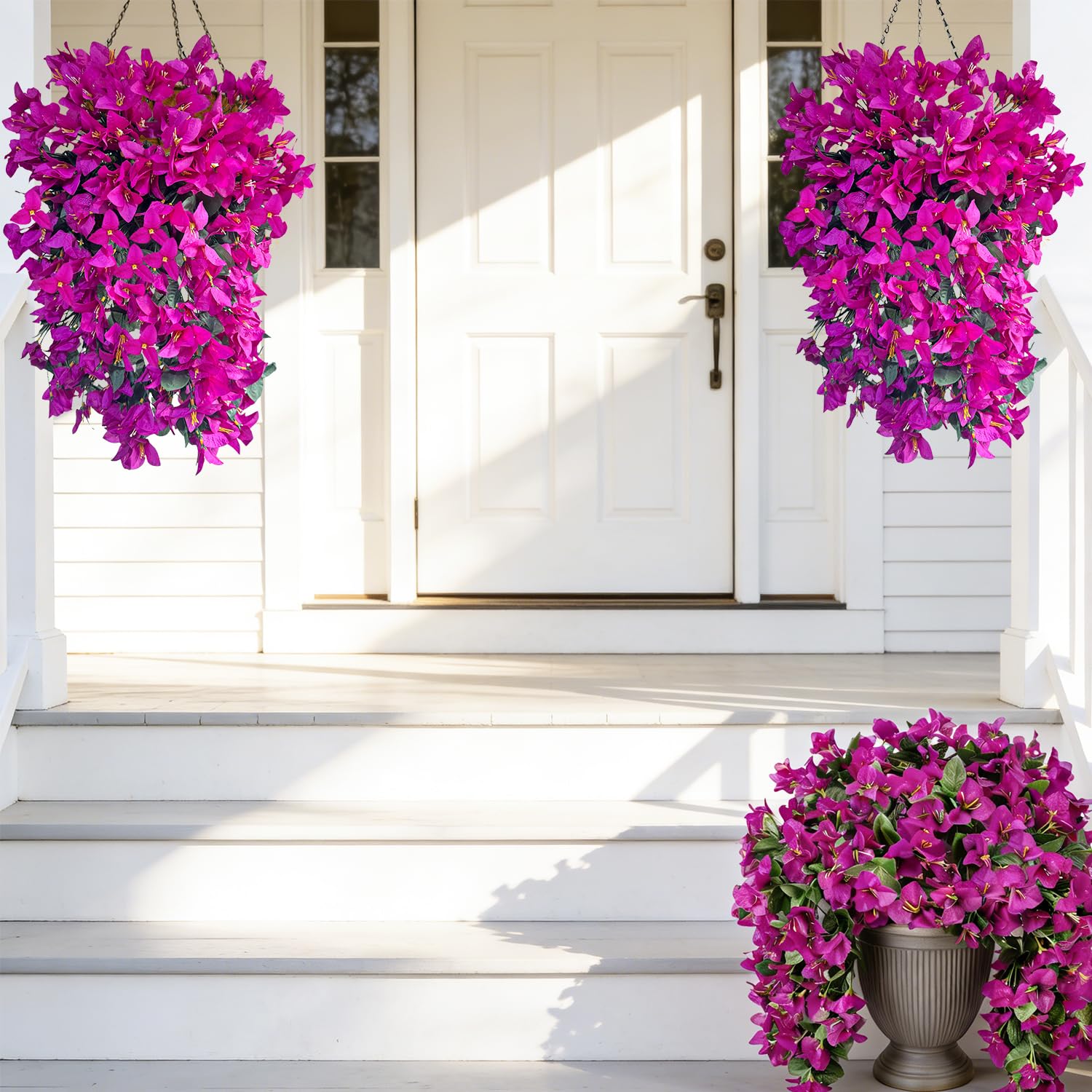 Fycooler Artificial Flowers Hanging Bougainvillea Outdoor UV Resistant Decorative Shrubs Bushes Faux Flowers Plants Bouquet for Outside Indoor Garden Window Boxes Baskets Porch Patio Home Decorations