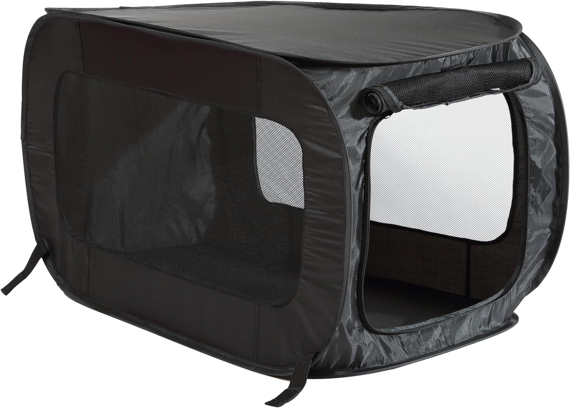 Beatrice Home Fashions Portable, Collapsible, Pop Up Kennel Travel Cat and Dog Crate, 32.5" L x 19.5" W x 19.5" H, Black