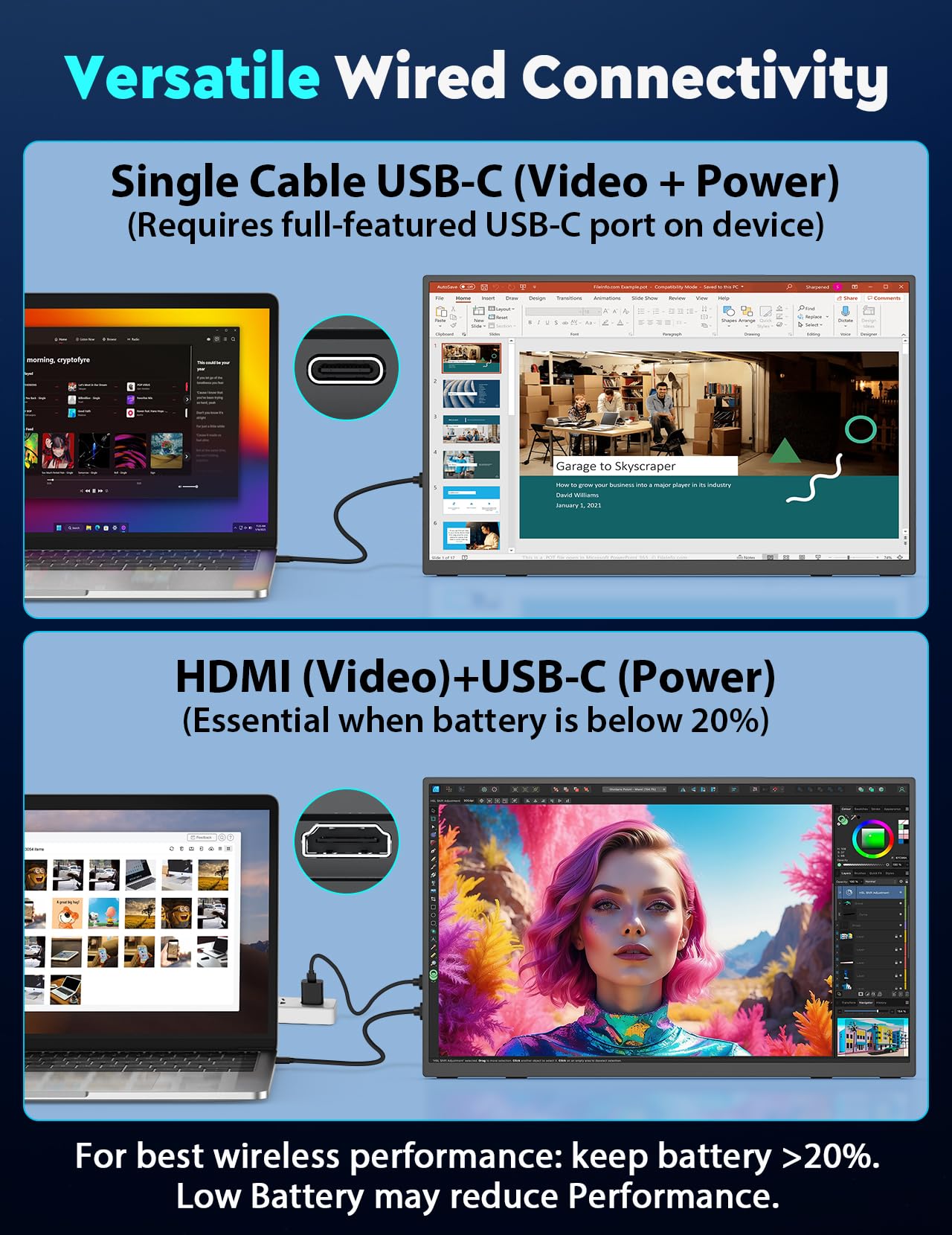 18.5 inch True Wireless Portable Monitor Review - Dettaglio