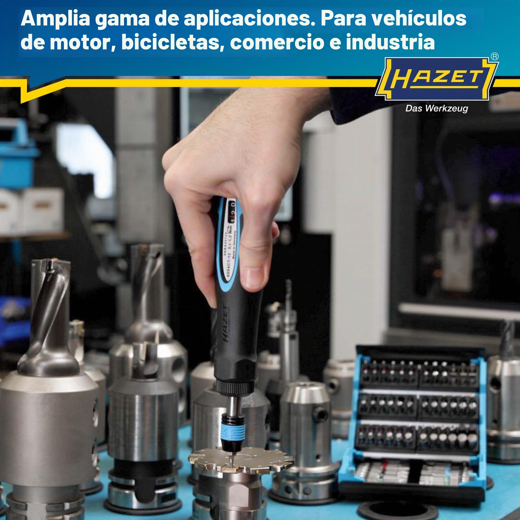 Hazet Destornillador dinamométrico 6004CT-3, 1/4" con mango estándar, 0,02-0,3 Nm, 6% de precisión, 196 mm de longitud, conmutable derecha/izquierda, mecanismo de rueda libre