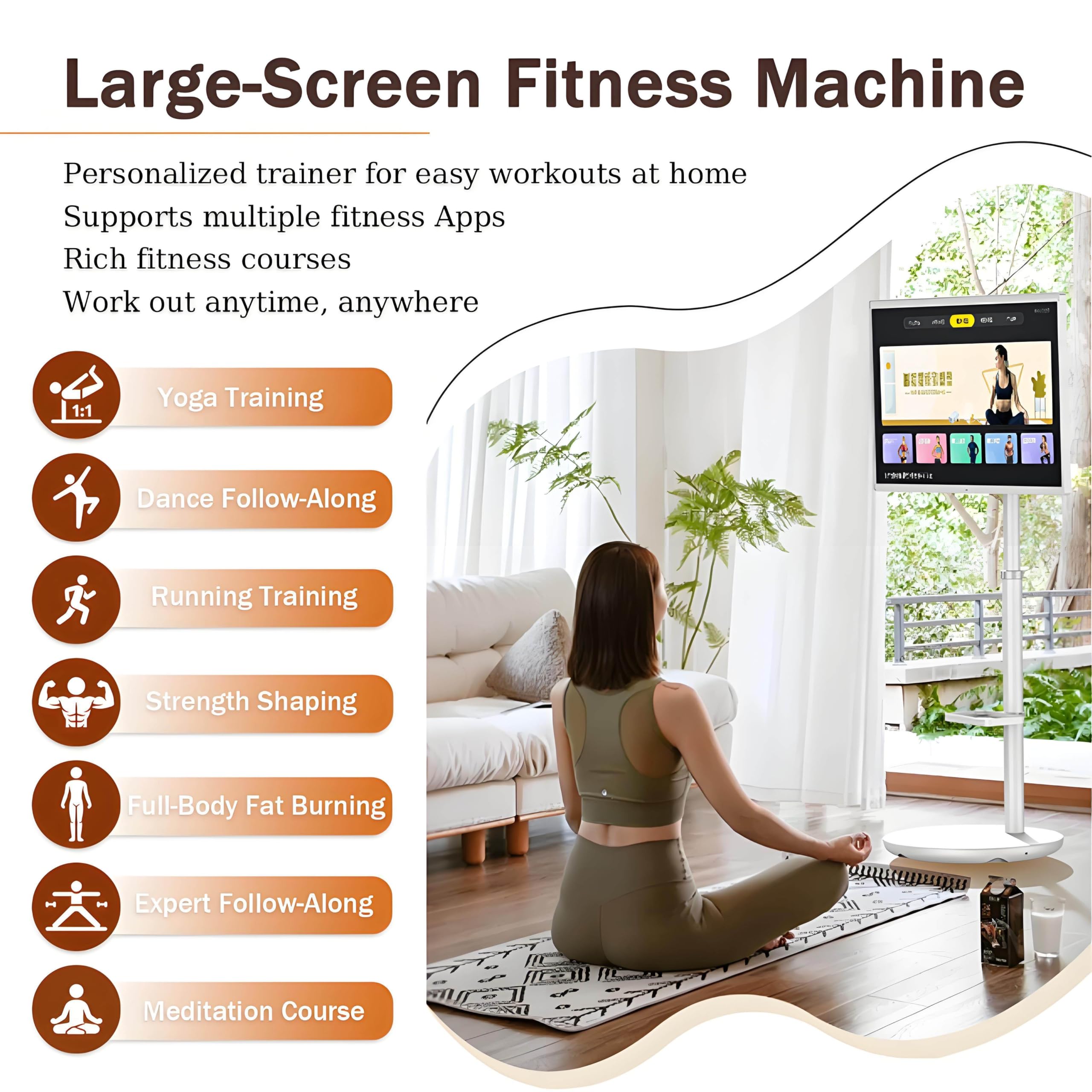 TV Touchscreen - TV Portatile IPS FHD da 32 Pollici, Ruote a 360°, Supporto Regolabile in Altezza, Ideale per Cucinare, Allenarsi e videoconferenze
