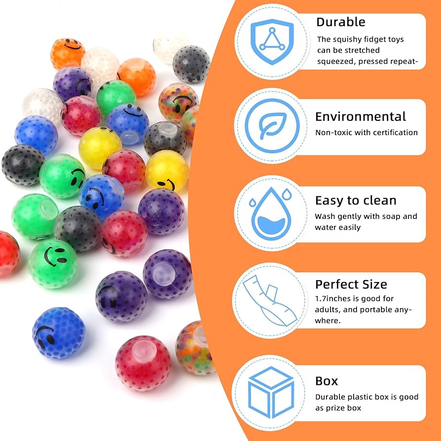 Amazon.co.jp: ストレスボール40個セット、スマイルフィジェット