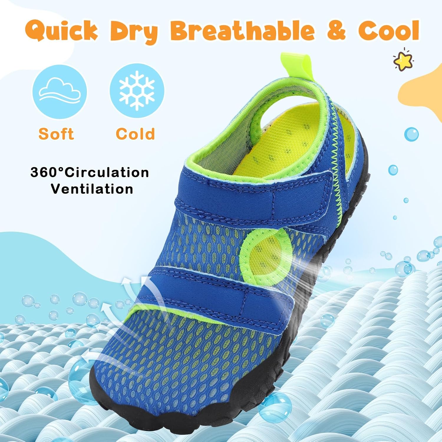 Besroad Kids Sandals Boys Girls Wide Sandals Barefoot Water Sandal Shoes Lightweight Summer Beach Shoes Non-slip Swim Hiking