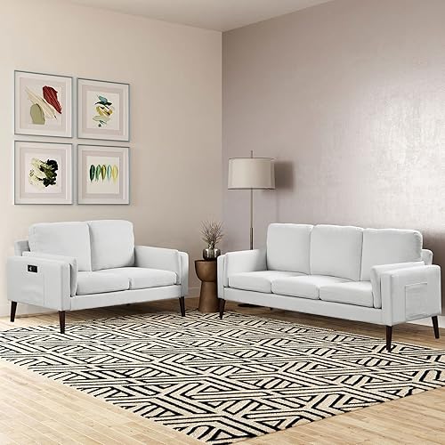 Miniatura 8 de LifeStyle Solutions Nolan - Sofá biplaza, color gris claro Gris claro,Crema,https://www.amazon.com/dp/undefined