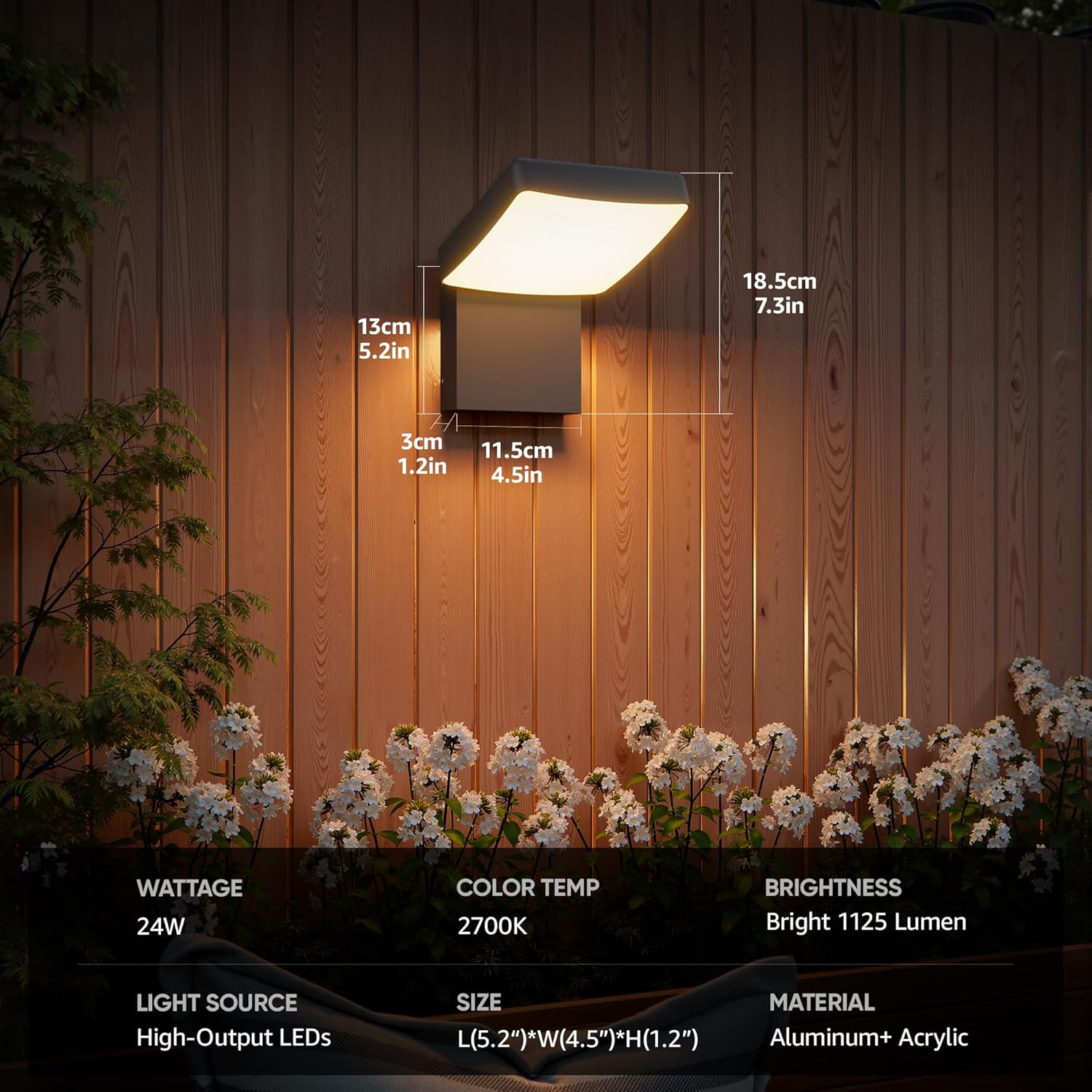 LED Rotatable Outdoor Wall Light 2-Pack, 350° Adjustable Head, Modern Porch Light for House Garage Patio, 2700K Warm White, IP65 Waterproof Matte Black Aluminum Modern Sconce
