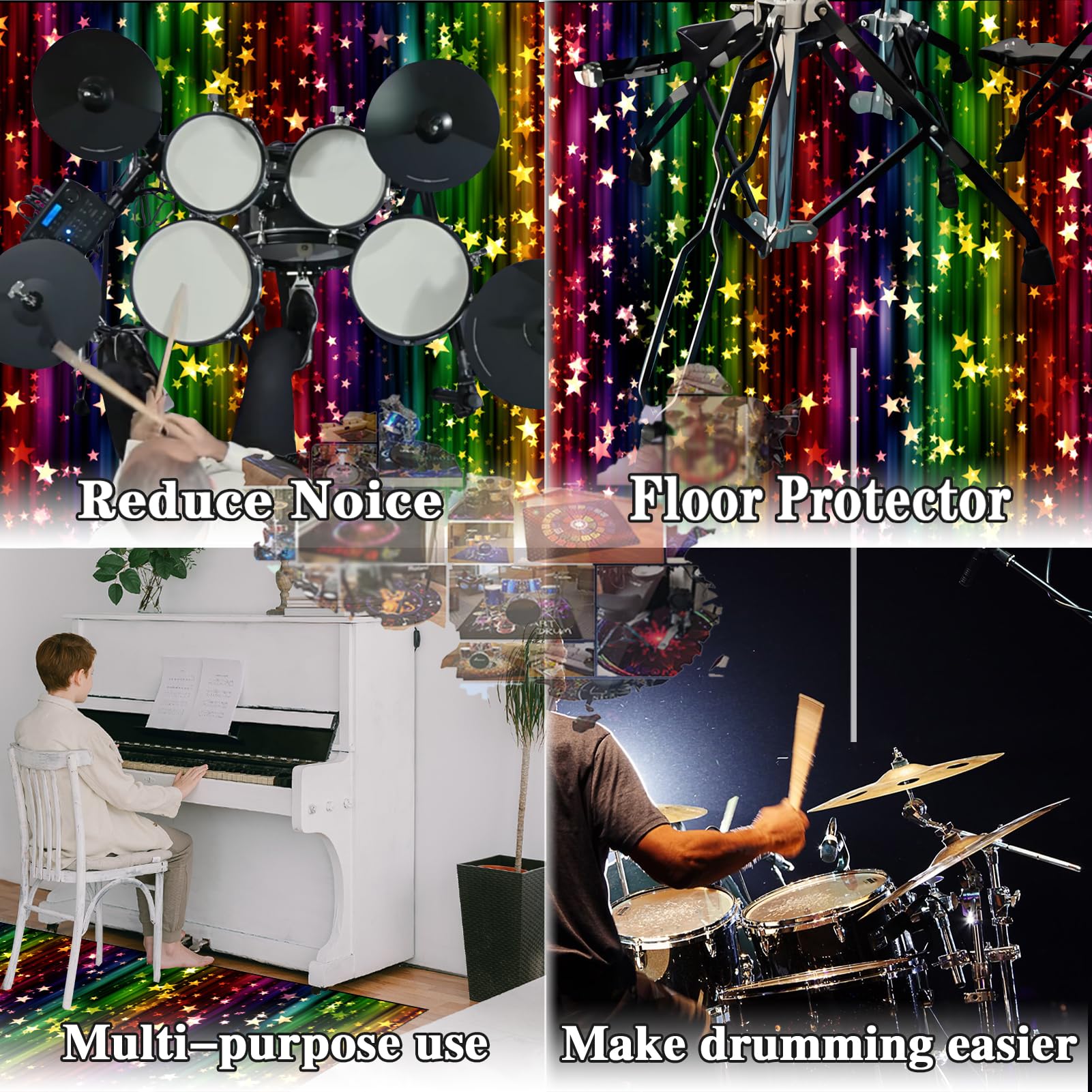 Mata do baterii elektronicznych dźwiękoszczelna mata bębnowa mata ochronna do akcesoriów perkusyjnych instrumenty muzyczne mata podłogowa mata akumulatorowa 170 x 140 cm