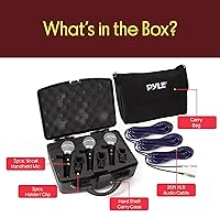 Vista 6 de Pyle Kit de micrófono dinámico profesional de 3 piezas, micrófono cardioide unidireccional vocal de mano con funda de transporte rígida y bolsa