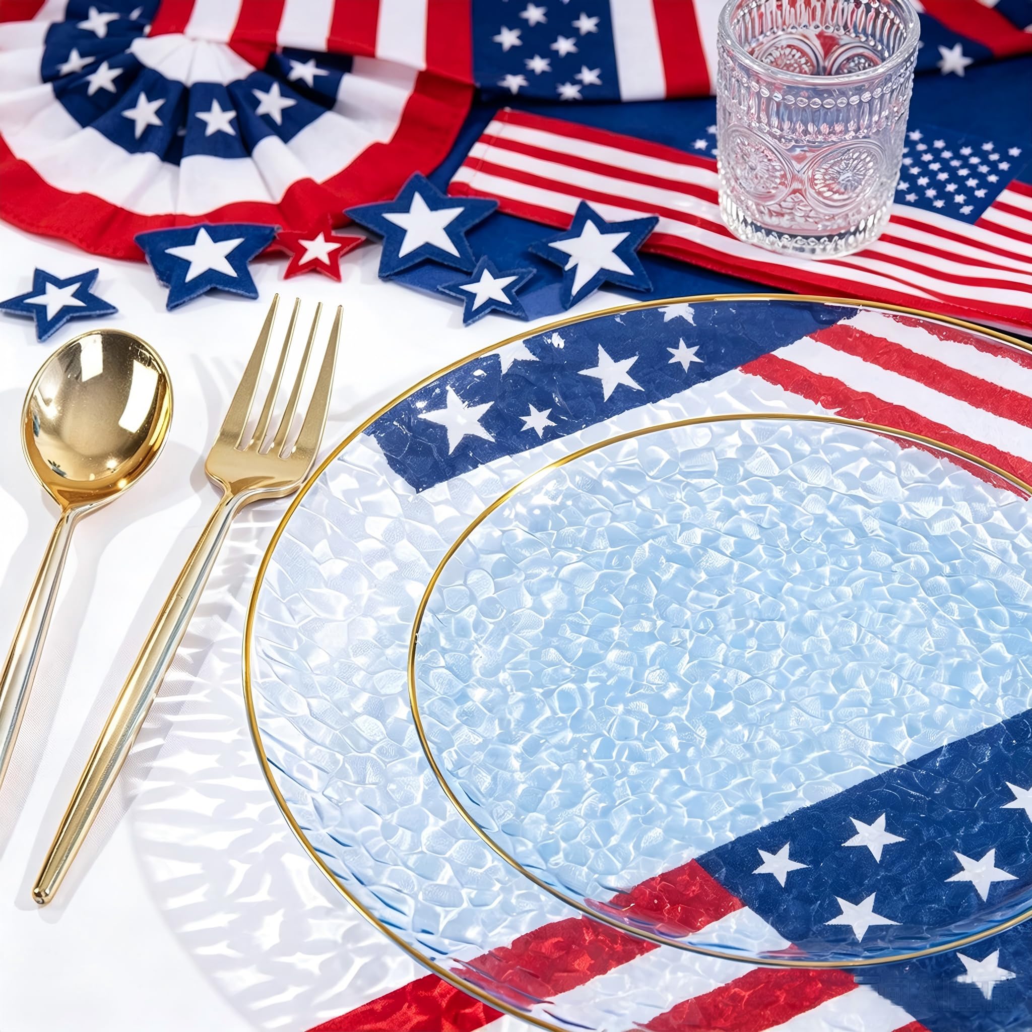 Blue Hammered Plates - 36 Piece Set -3