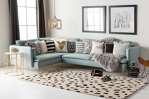 Miniatura 9 de MarkDay - Alfombras redondas Ransdorp modernas de 8 pies color carbón gris y beige para sala de estar dormitorio o cocina 8 pies redondos