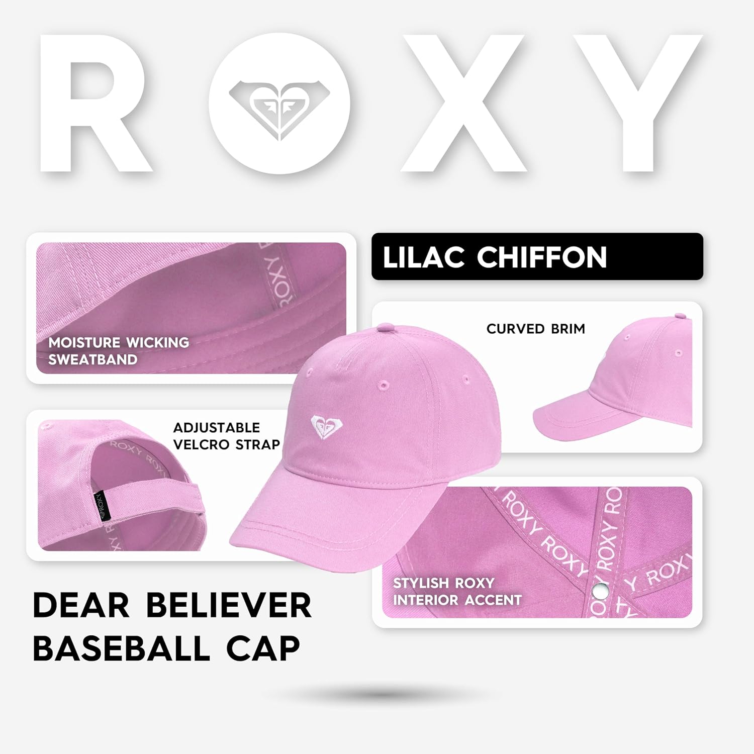 Roxy Girls' Embroidered Baseball Cap | Dad Hat | Adjustable | Sun Protection | Beach | Vacation | Cotton -