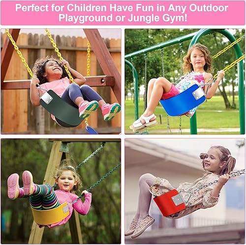 Miniatura 6 de AGPTEK Asiento de columpio, 30.4 x 6 x 0.27 pulgadas, columpio de patio para niños y niñas y adultos con anillo triangular de metal, rosa (límite de