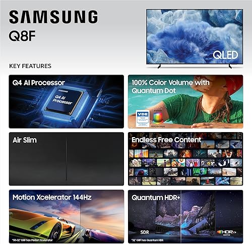 Miniatura 4 de Samsung Serie QLED Q8F de 55 pulgadas - Smart TV 4K UHD (modelo 2025) Procesador Q4 AI, 100% Volumen de Color con Quantum Dot, Diseño AirSlim,