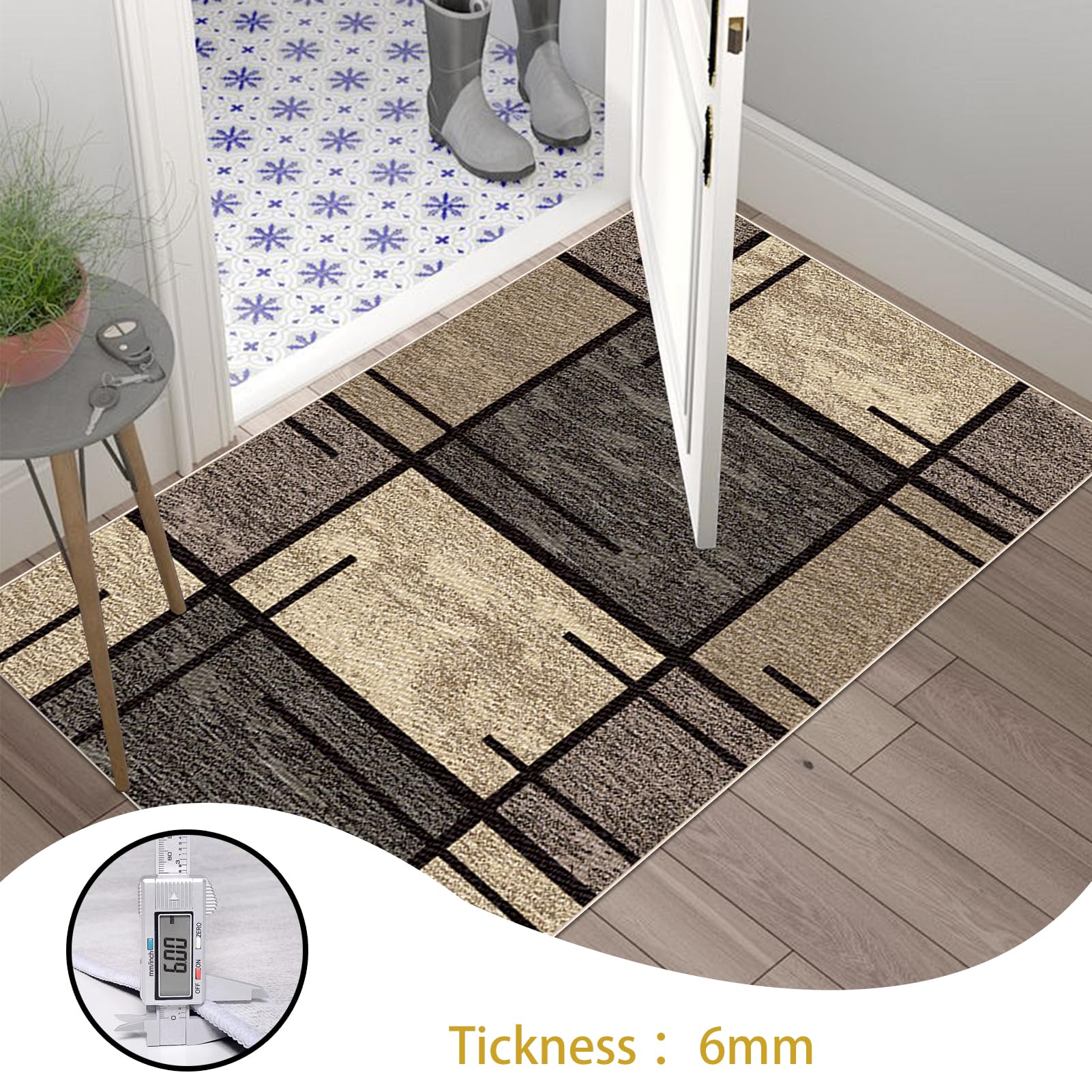 Tehocwiz Tapis Couloir Long 80x220 Cm Antidérapant - Tapis Entrée Cuisine Moderne Absorbant Lavable
