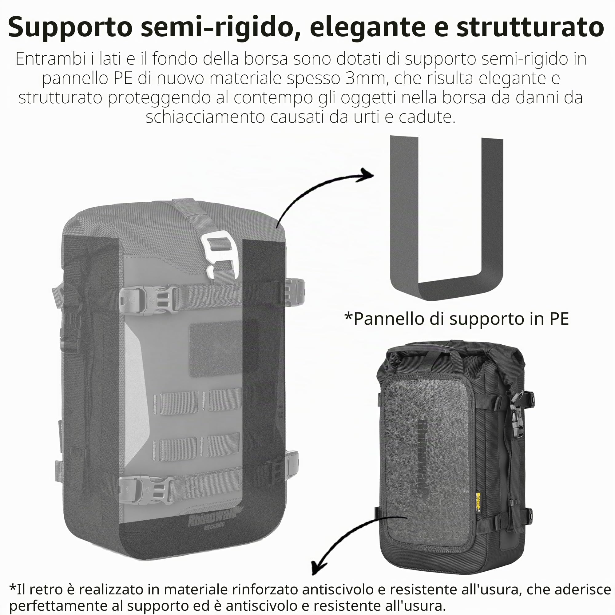 Rhinowalk Borsa per Crash Bar Moto Borsa da Sella Impermeabile per Moto Borsa Laterale 6L (Espandibile fino a 7L) Motivo Foglia Nera