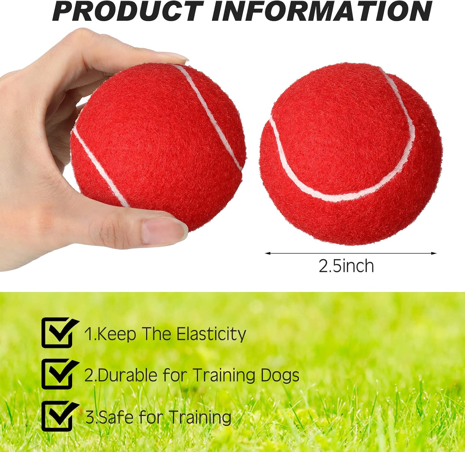 Vinsot 24 Pack Tennis Balls Bulk, Standard Pressure Balls for Training Playing Player Beginner Youth, Exercise Ball for Pet Dog, 2.5 Inch(Red)