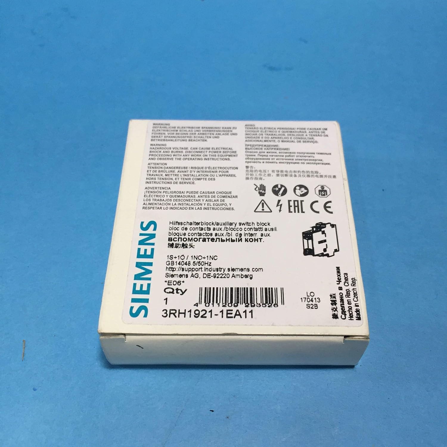 SIEMENS 3RH1921-1EA11 Auxiliary 240V-AC 10A AMP Contact Block D551990