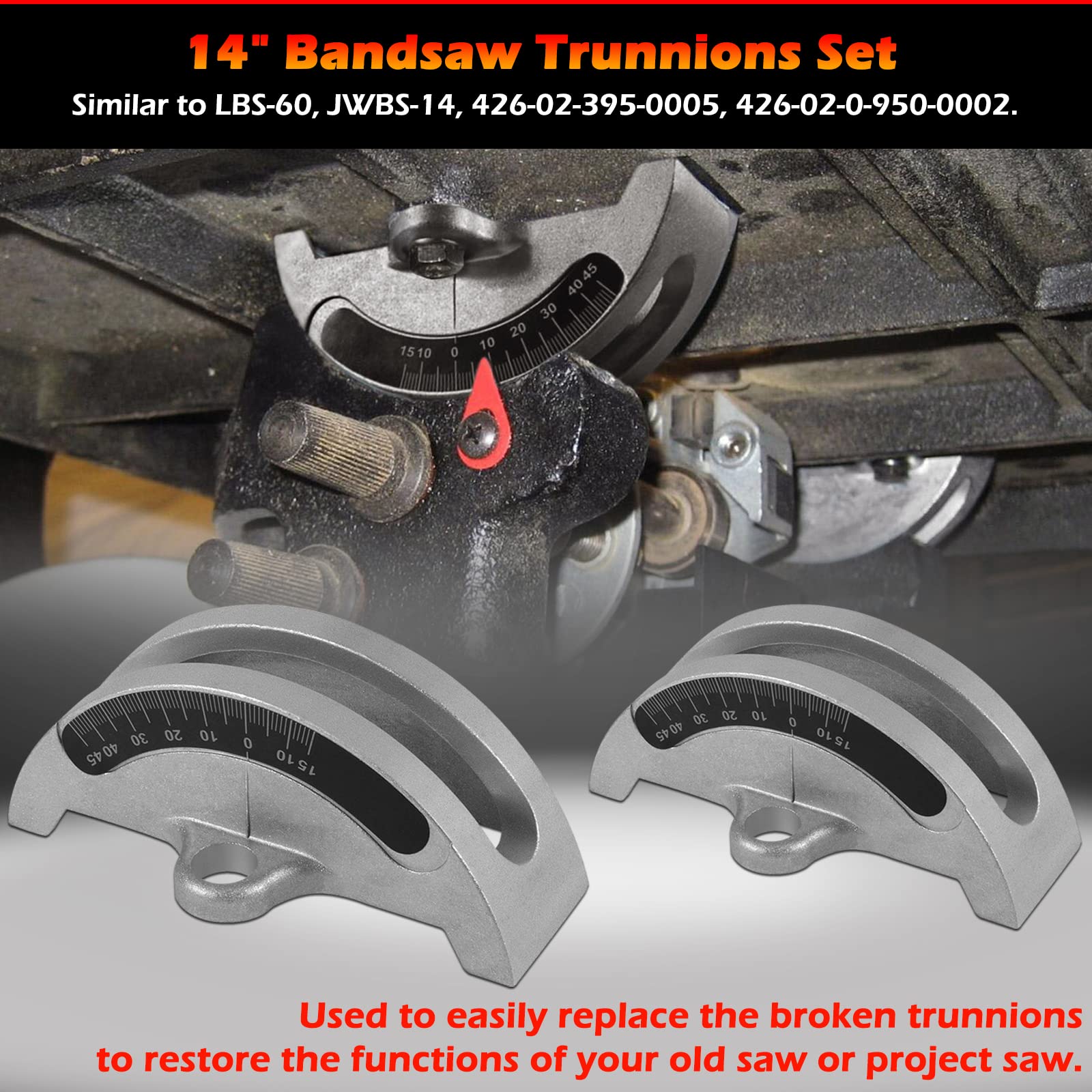 14" Bandsaw Trunnions - Degree Scale, Replacement -2