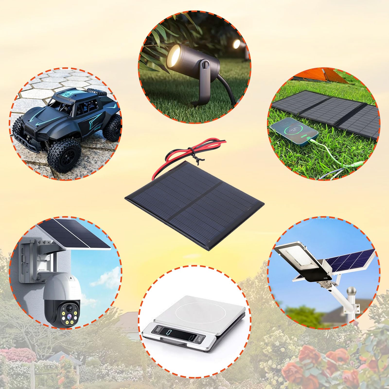 5Pcs Panel Solar Portátil, mini panel solar con Cable rojo y negro de 30 CM, 6V 2W pequeño panel solar portátil para Energía de Energía Solar, Hogar DIY, Proyectos Científicos
