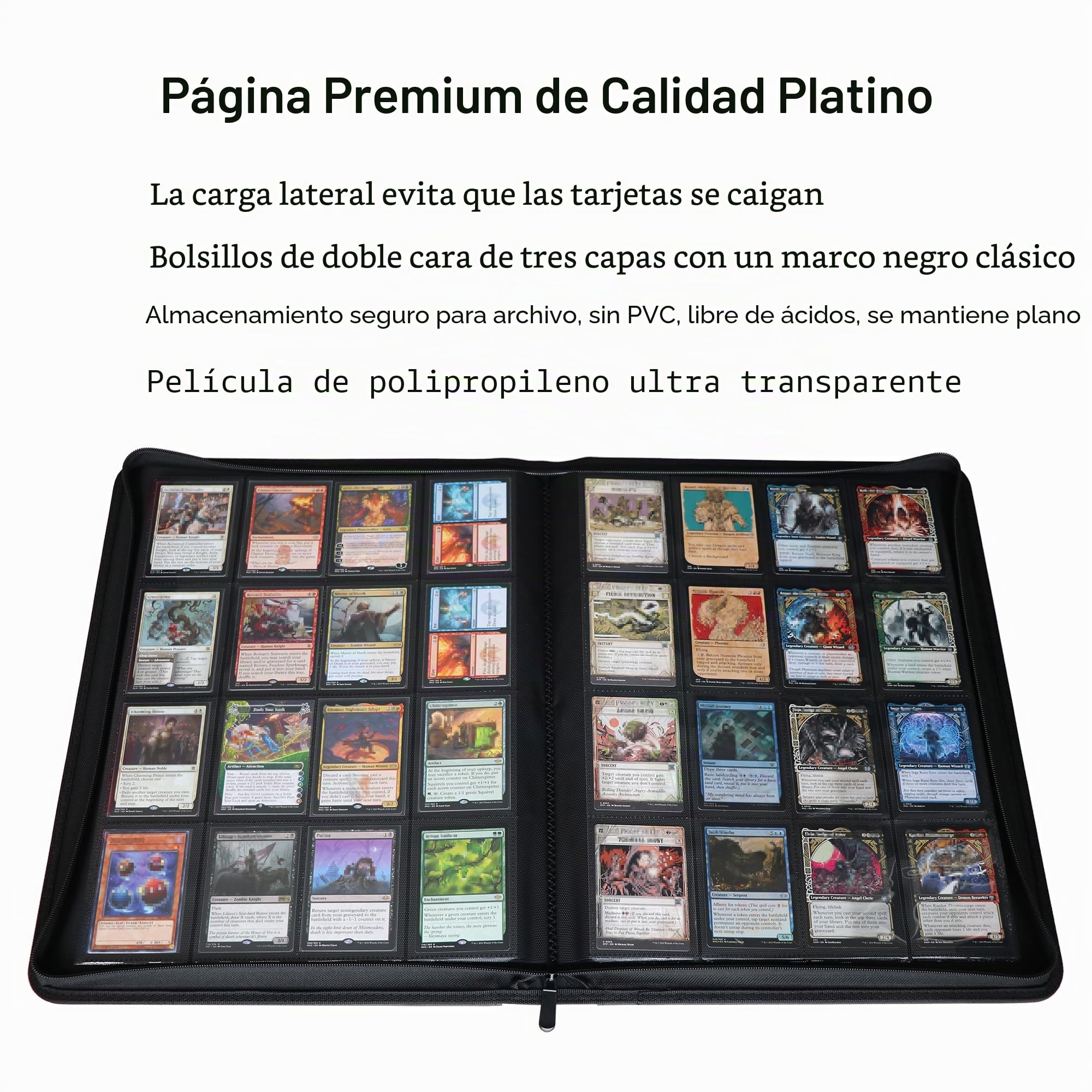 GrinOwl - Carpeta de tarjetas de 16 bolsillos, se adapta a 1216 tarjetas de intercambio, más de 1200 bolsillos, carpeta de álbum de tarjetas coleccionables sin anillo para TCG (negro)