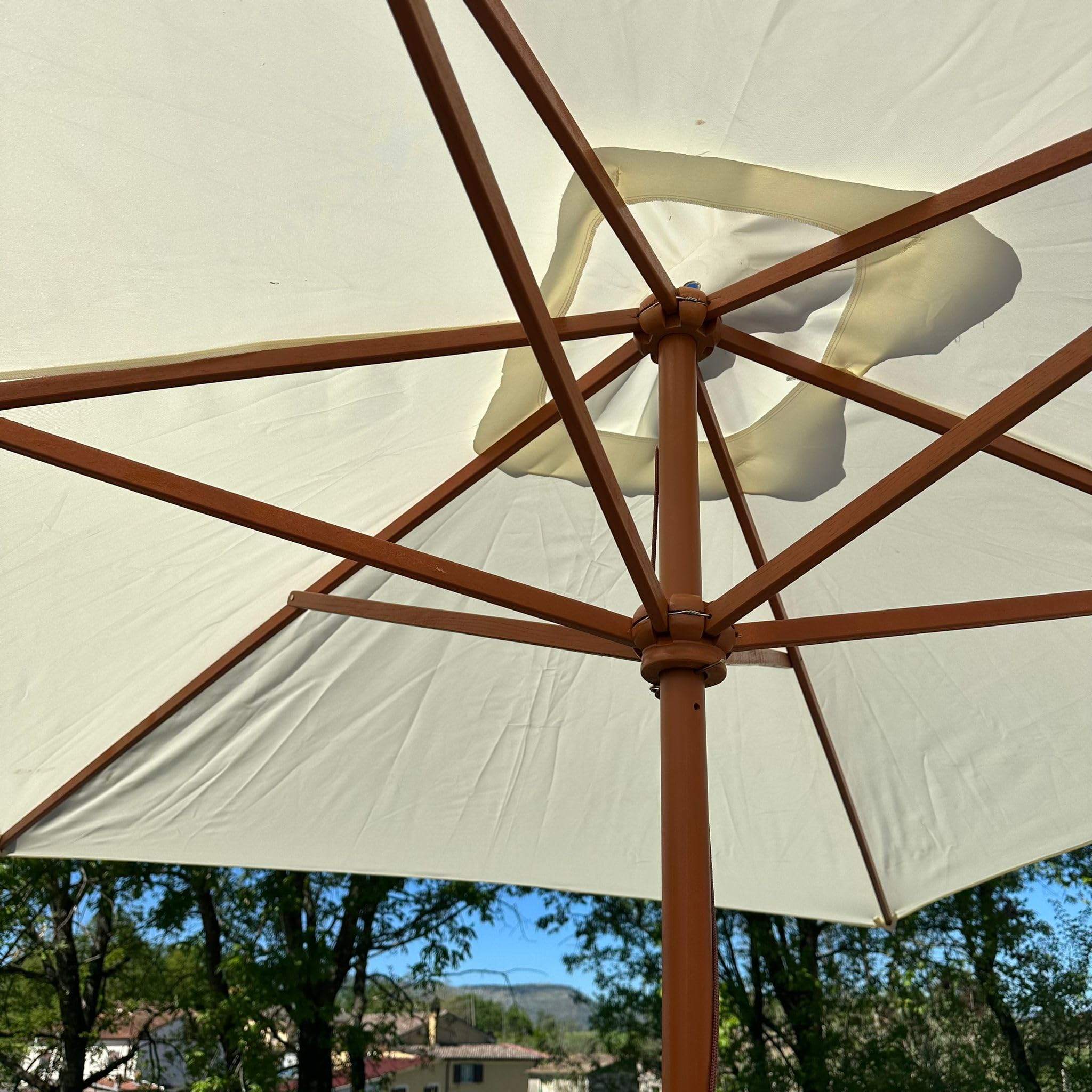 Parasol rectangulaire 2 x 3 m de jardin avec poteau central en bois et air vent river, 200x300 cm