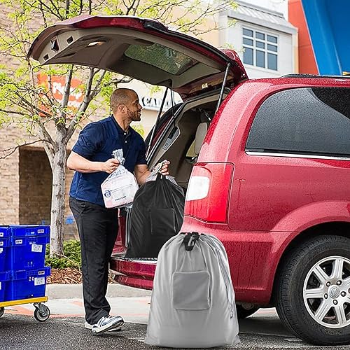 Miniatura 4 de 2 bolsas de lavandería sucias JHX con asas y mosquetón de aluminio, bolsa de ropa plegable para viajes, campamento, fitness y estudiantes (negro y