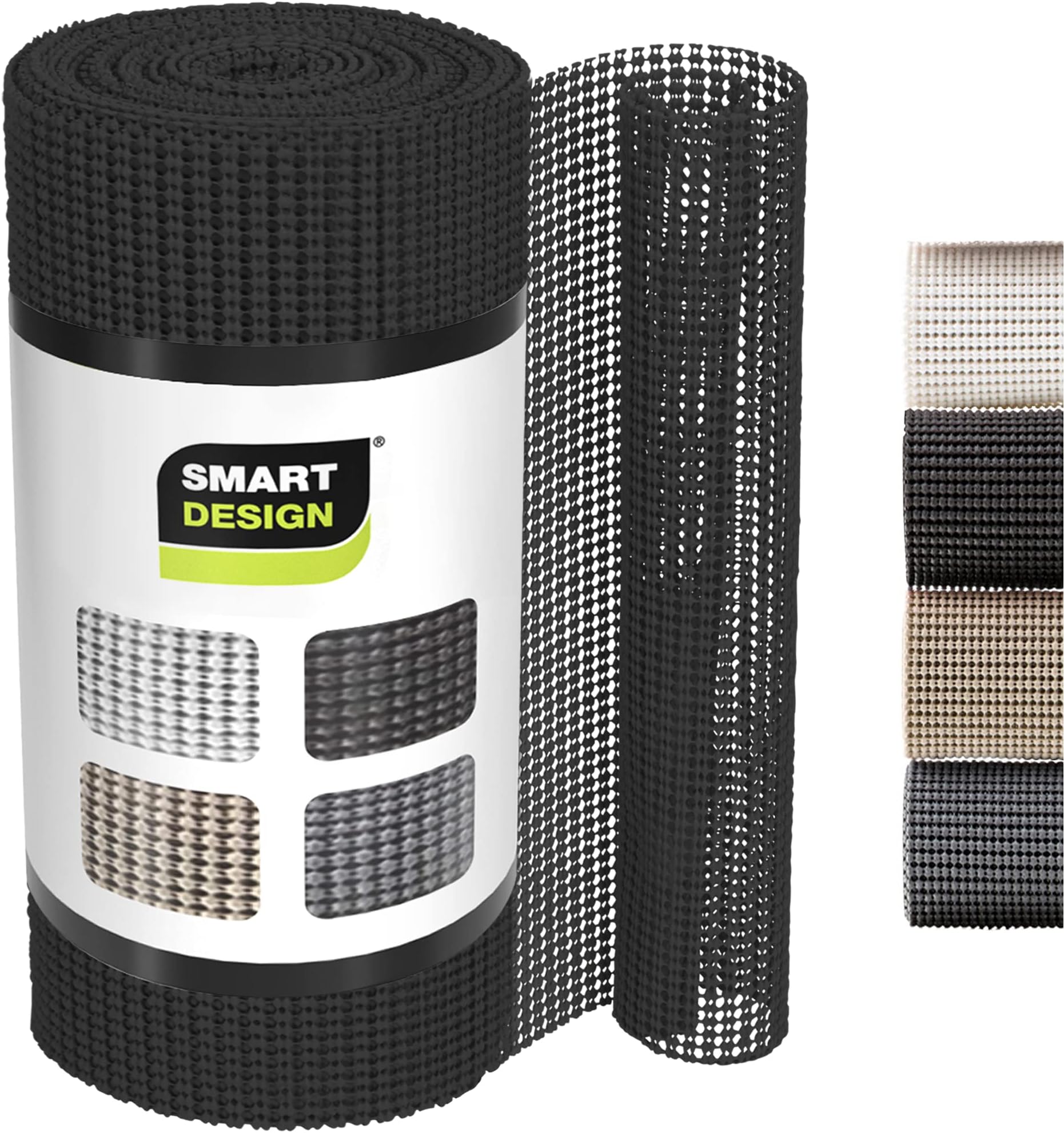 Smart Design Classic Grip Shelf Liner – 12in x 20ft – Non-Adhesive Drawer Liner with Strong Grip Helps Protect and Personalize Your Home Organization and Storage – Black