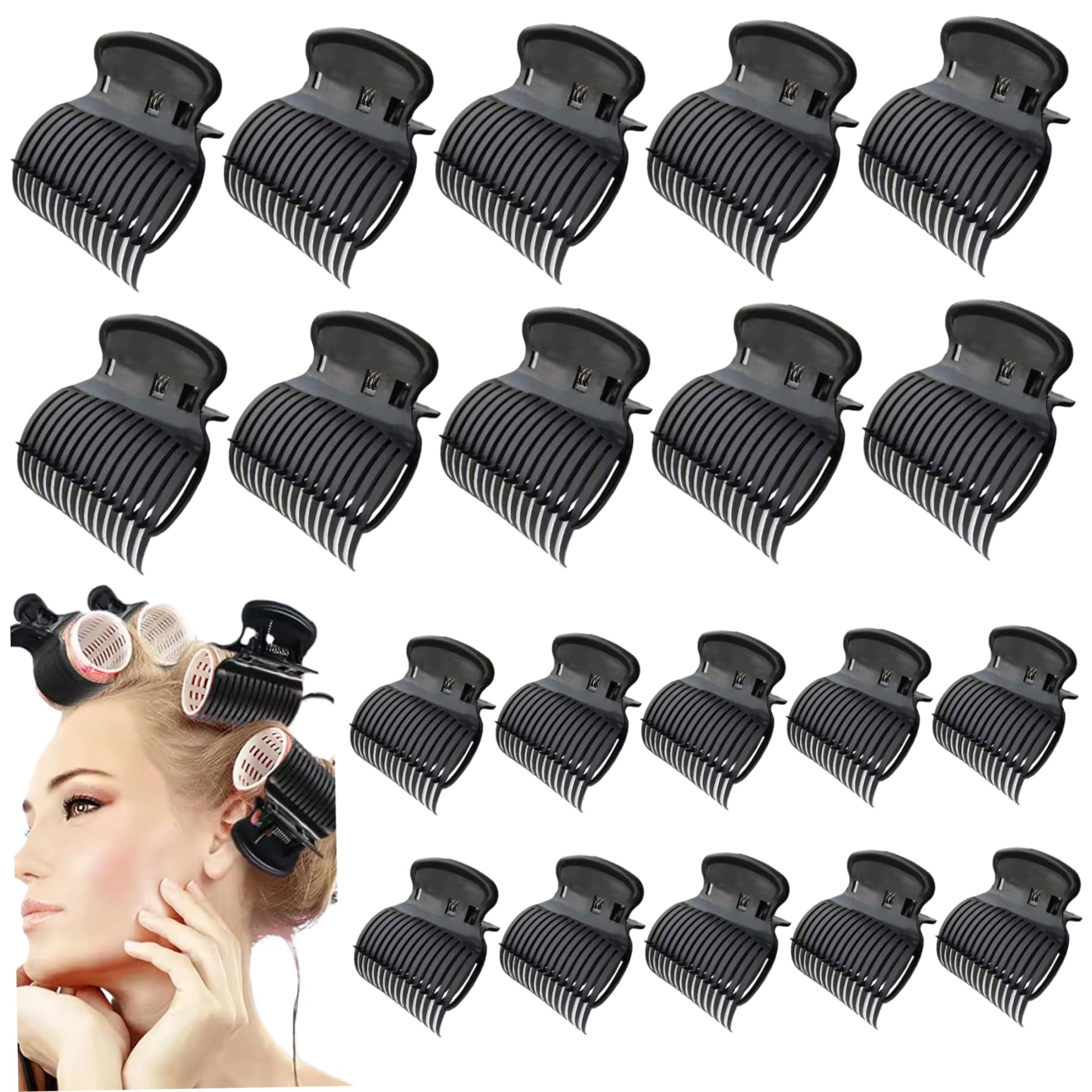 Hair Roller Clips, 20pcs Heat-Resistant Insulation Plastic Hair Clips for Rollers, Non Slip Hairdressing Tool