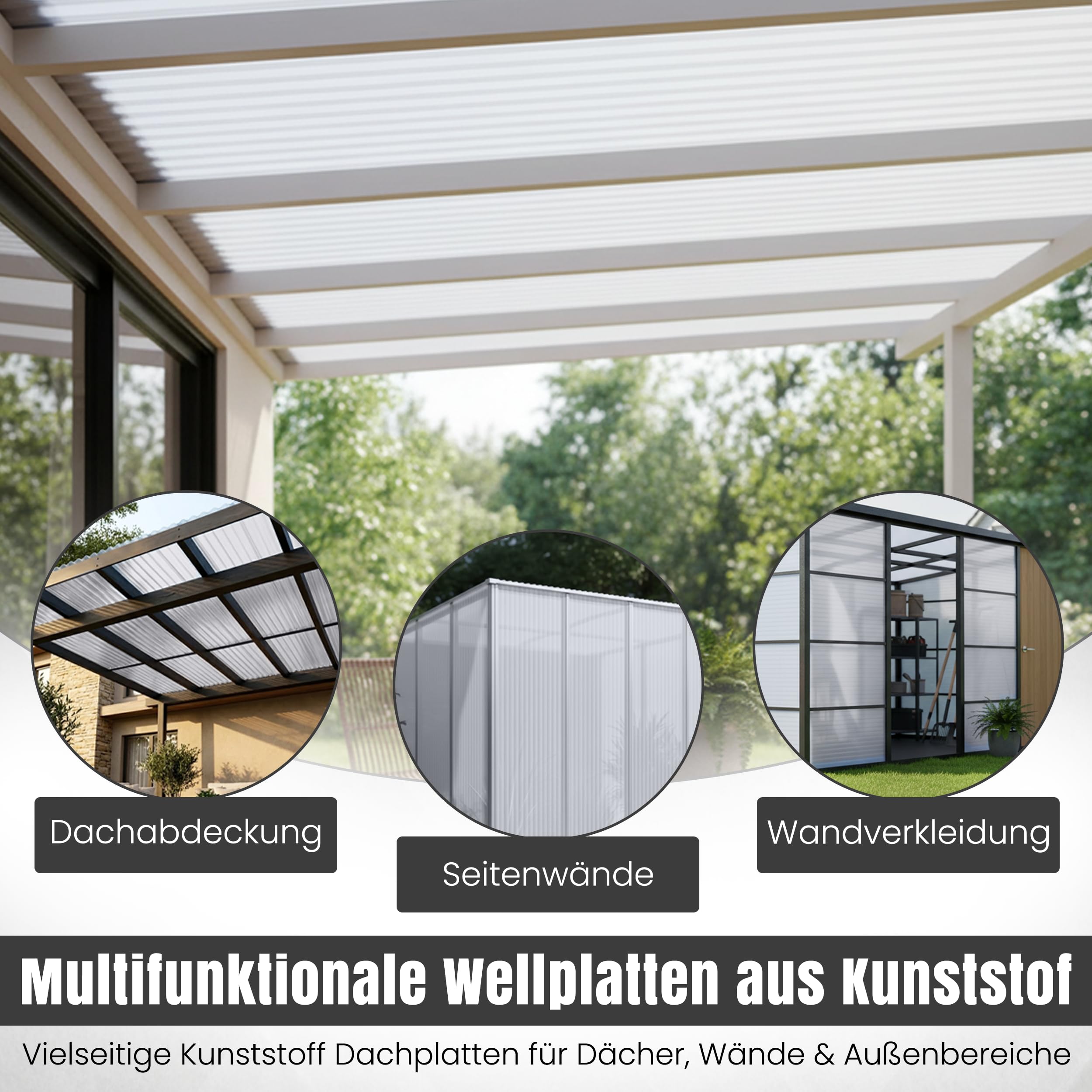 LP Projekt Trapez Wellplatten 90x200 cm 10er-Set Dachplatten UV-beständig wetterfest