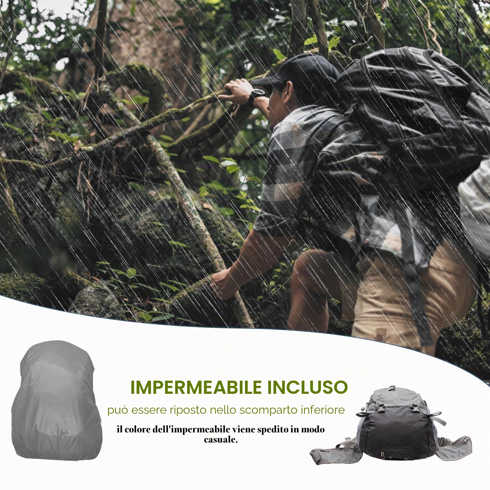 Long Keeper 40 Litri Zaino Trekking Uomo Donna Leggero Zaino Montagna Alpinismo Impermeabile Porta PC 15.6 Pollici Zaino Outdoor per Equitazione Campeggio Viaggio