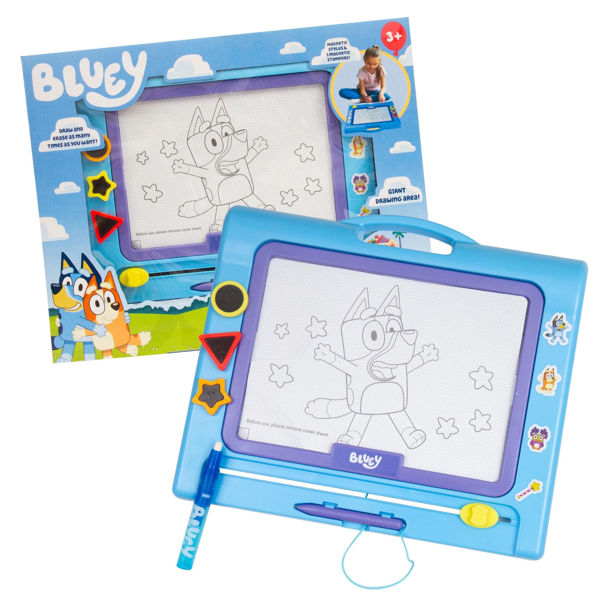 Giochi Preziosi - Bluey Giant Magnetyczna Tablica Do Rysowania Ulubionych Postacie Z Serii, Zawiera Trzy Śliczne Magnesy, Dla Dzieci Od 3 Lat, Bly17000