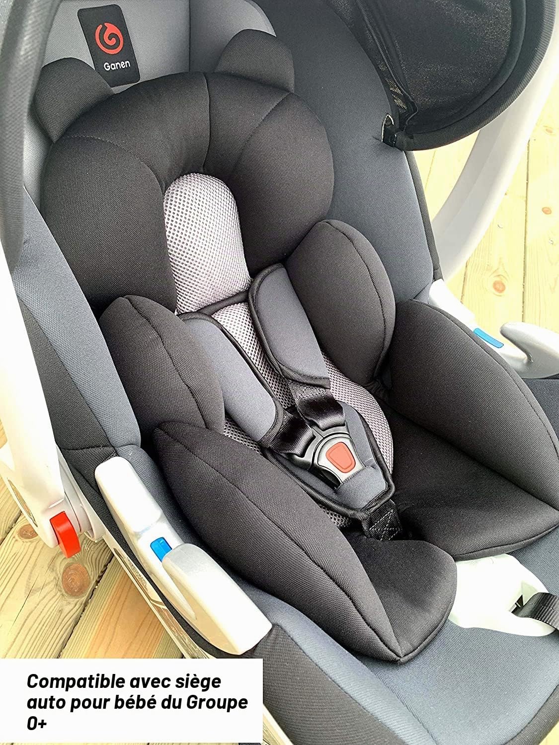 GanEn Coussin confortable de soutien de tête et de corps pour bébé, siège de voiture, chaise haute (noir)