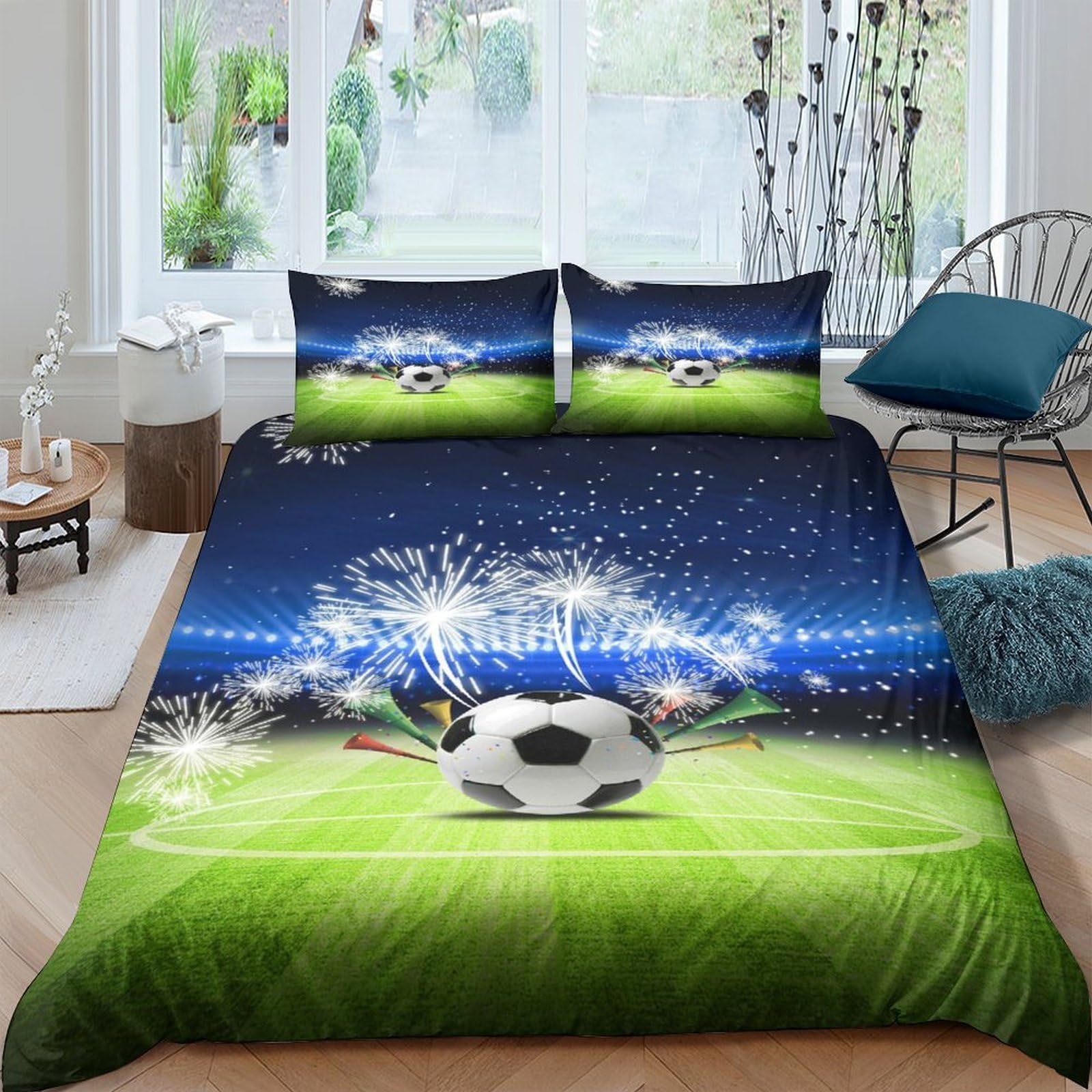 Ctjqhvkz Style-1 3D Printed Football Stadium Fitted Sheet Microfiber Soft Breathable Soccer Night Bed Cover For Bedroom Guest Room Decor Single（135X200cm）