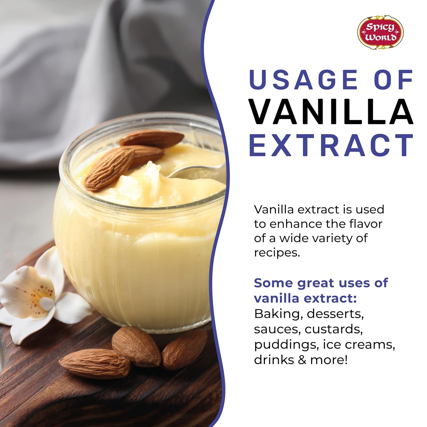 Spicy World Pure Vanilla Extract 16oz - 100% Real Vanilla Extract - For Cooking, Drinks & Desserts - 100% Vegan, Sugar Free & Kosher - Non-GMO & Gluten-Free - Glass Bottle (16 Ounce Bottle)