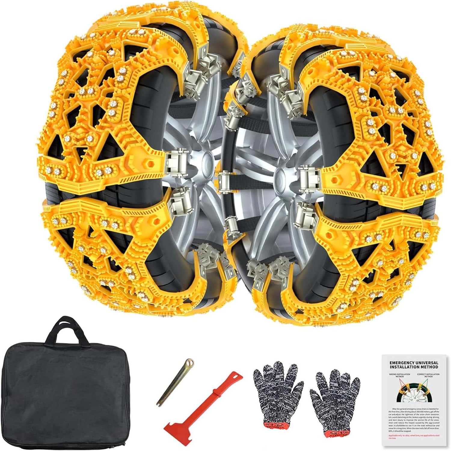LILYPELLE Upgraded TPU Snow Chains 6 Pack, Tire Chains for