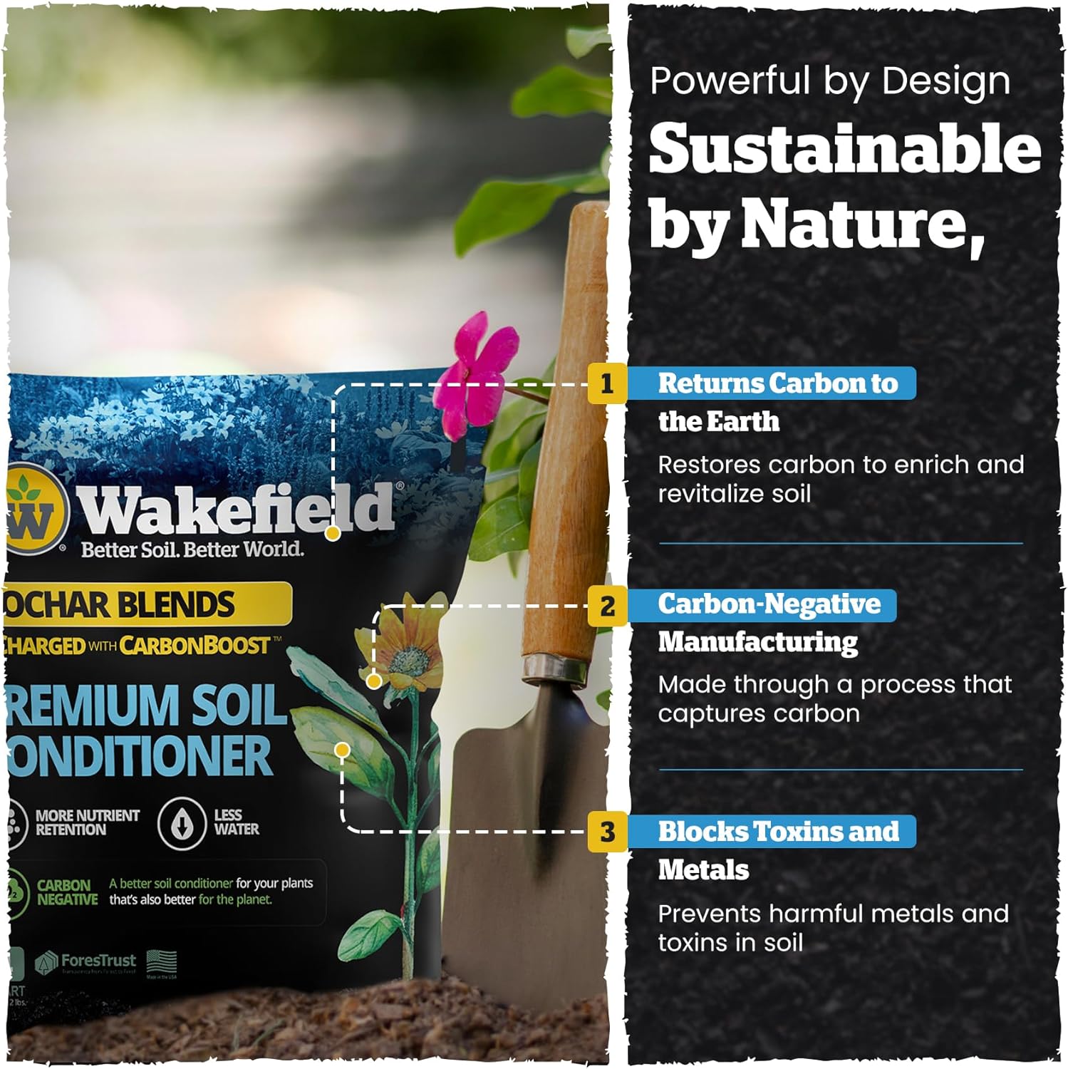 Wakefield Biochar with CarbonBoost for Gardens Succulents and Houseplants 4 Quarts