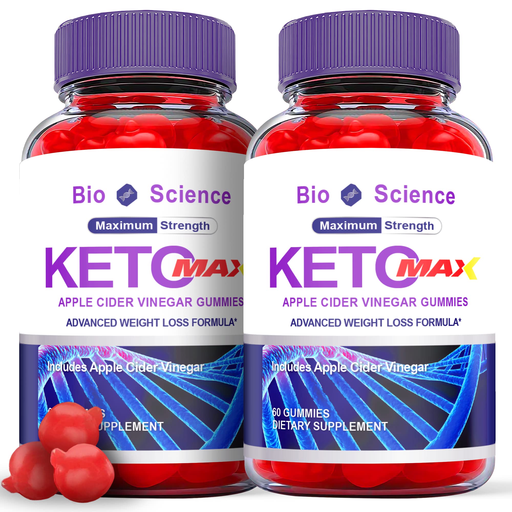 (2 Pack) Bioscience Keto Gummies Max - Bioscience ACV Keto Max Gummies, Bioscience Keto Max Gummies with Apple Cider Vinegar - Vegan, Non GMO - Advanced Formula Ketogenic Supplement