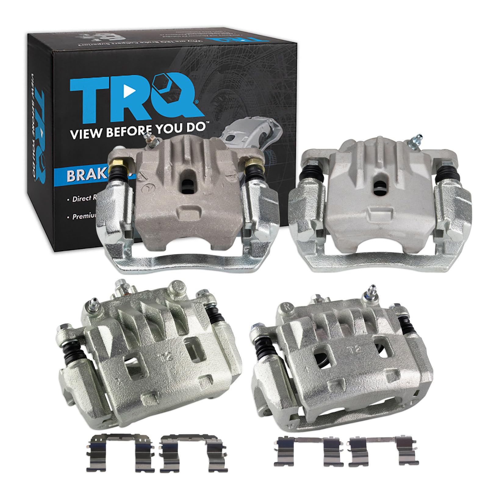 TRQ Front and Rear Brake Caliper Set Zinc Coated Brackets Compatible with 2006-2009 Subaru Legacy 2006-2009 Outback