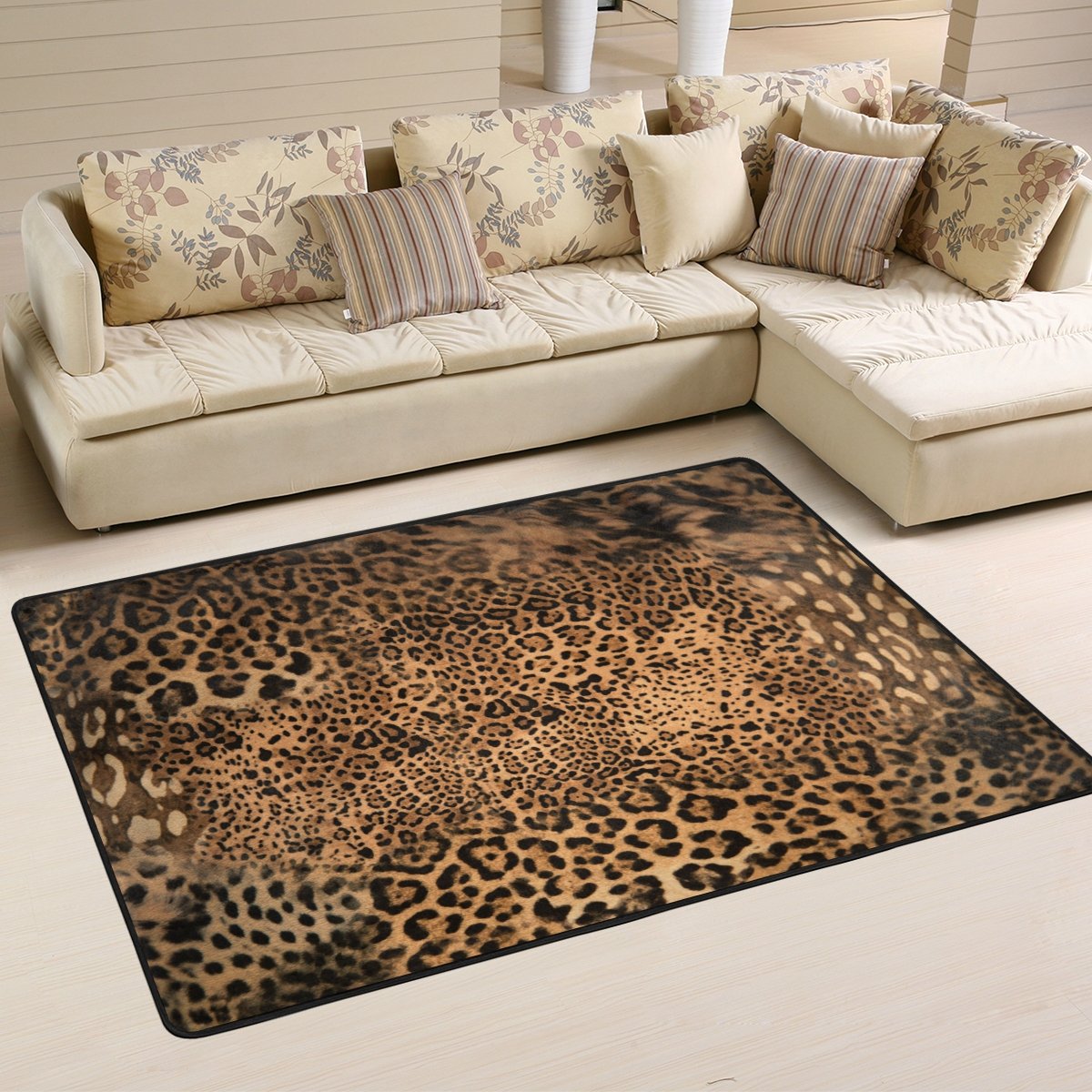 ALAZA Non Slip Area Rug Home Decor, Vintage Forest Leopard Close View Durable Floor Mat Living Room Bedroom Carpets Doormats 36 x 24 inches