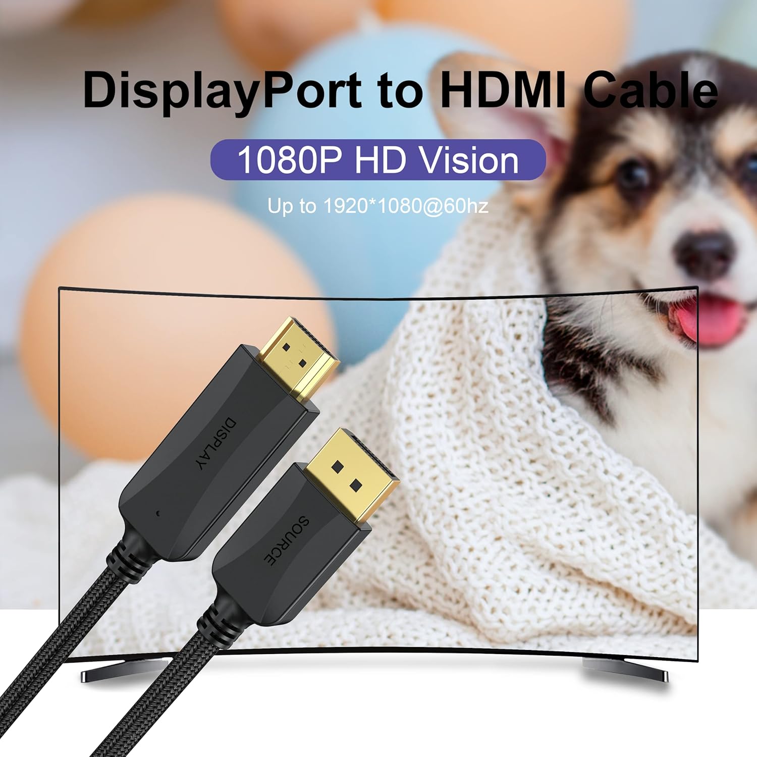 Thin DisplayPort to HDMI Cable 10-Pack, 3 FT 4K DP to HDMI Display Port Cord Adapter Male to Male Cord (UHD 4K, 2K, 1080P) Gold-Plated Braided Compatible with Dell, HP, Insignia, ASUS, AMD and More