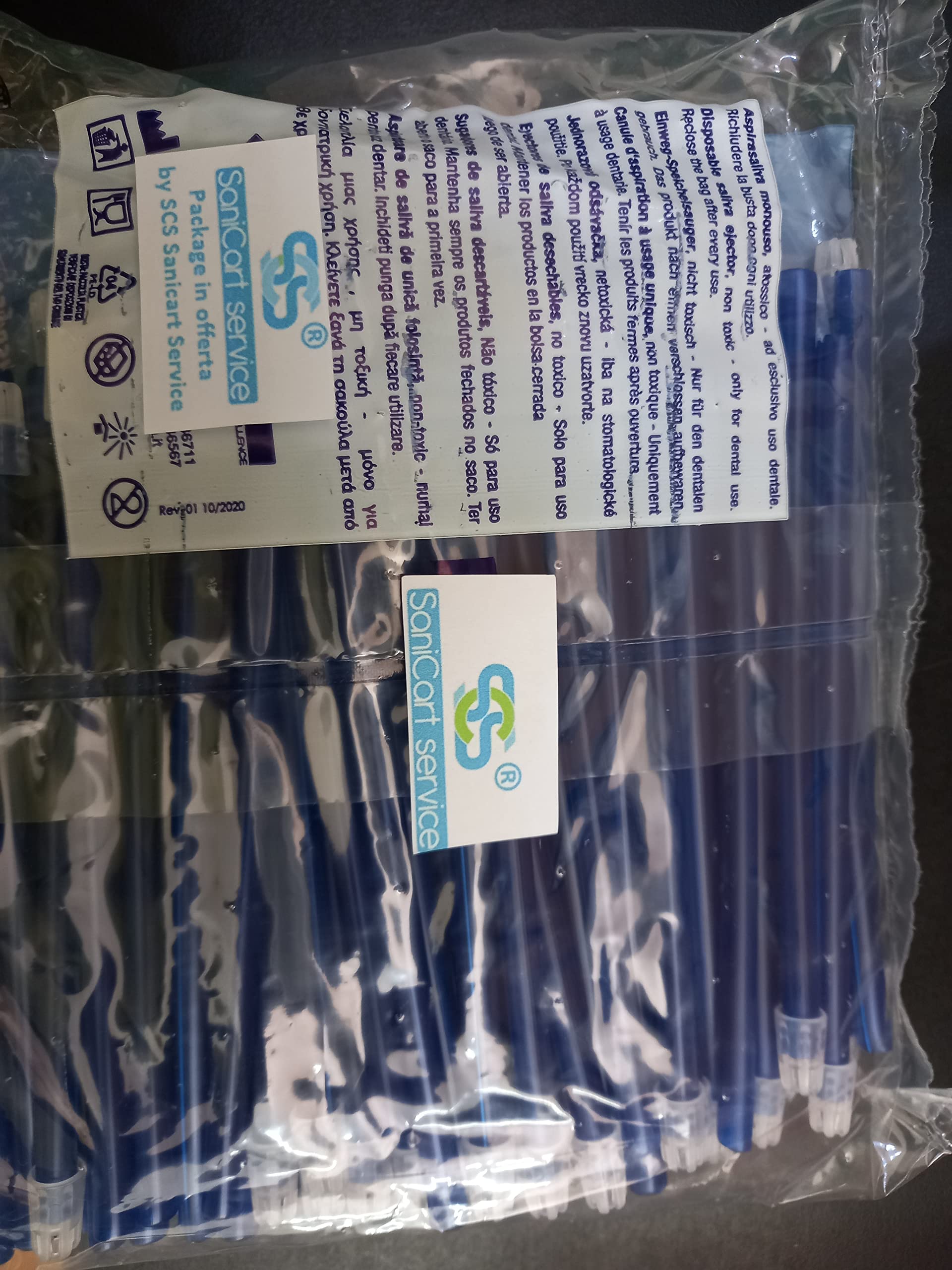 Aspirasaliva per dentisti flessibile Blu 150 mm compatibile con 100 Pezzi di Sanicart uso dentale