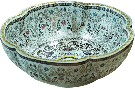 Art Light Blue Ceramic Countertop Basin with Flower Design for Bar and Small Wardrobe 1 Basin Top for Bathroom, JYEU014