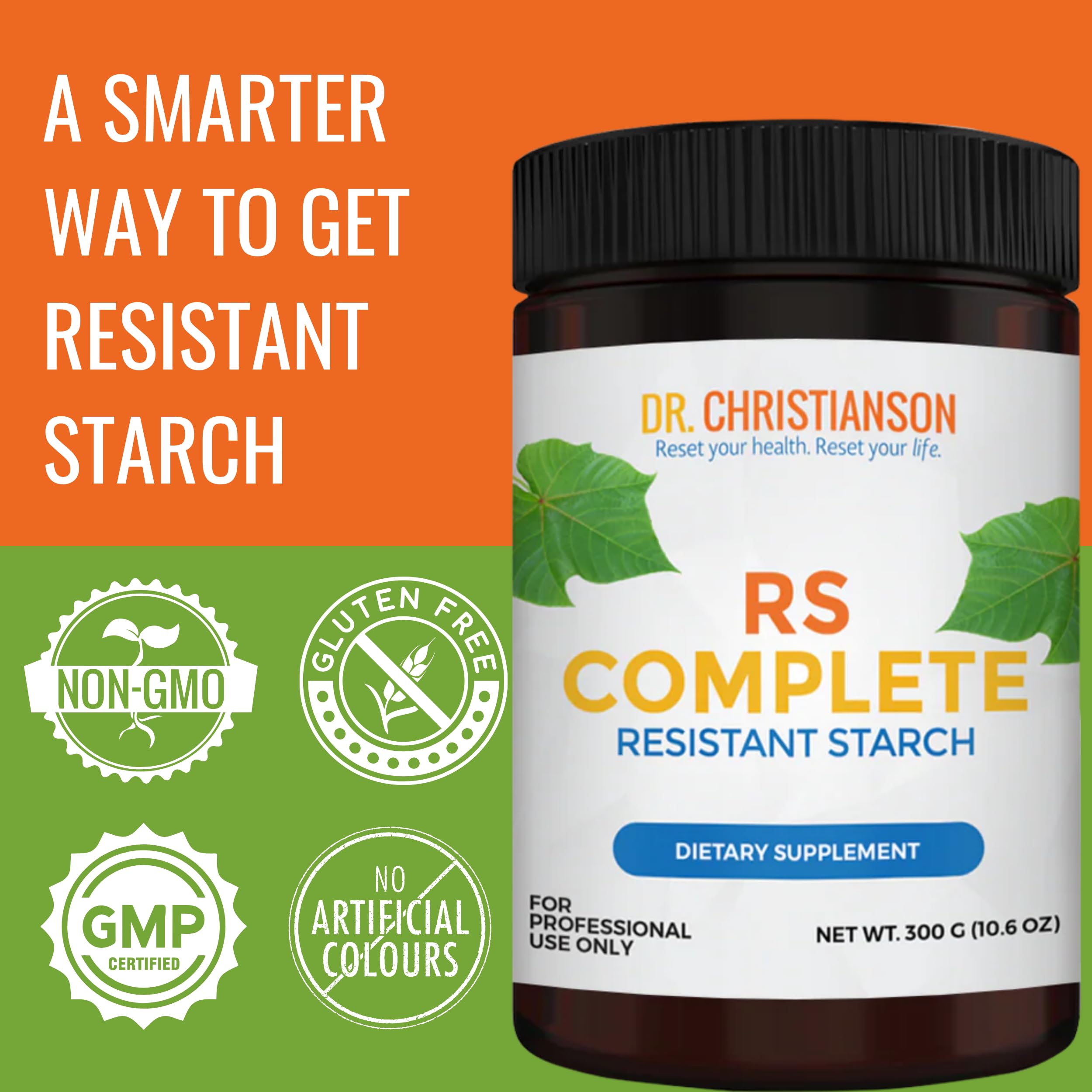 Dr. Christianson RS Complete - RS2 Resistant Starch Supplement Powder with Organic Green Banana Flour - Non-GMO + Dairy-Free Fiber Powder Supplement - The Metabolism Reset Diet (30 Servings / 300g) — Amazon image 3