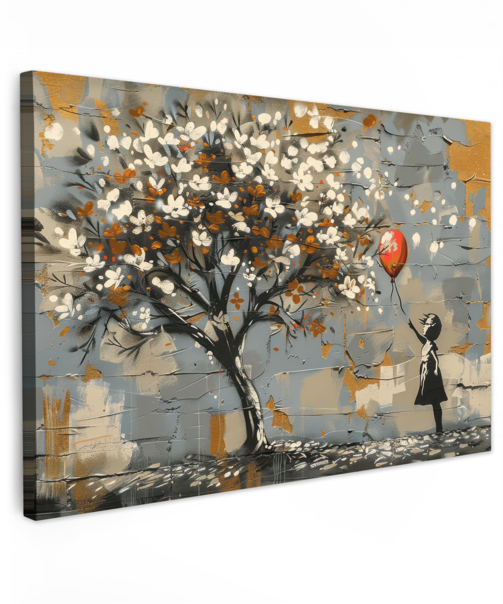 MuchoWow© Cuadros Decoracion Salon Modernos 120x80 cm para Dormitorios Cuadro Decorativos de Salon Lienzos Decorativo Pictures for Living Room Decorarivos Niña - Globo - Arbol de la vida