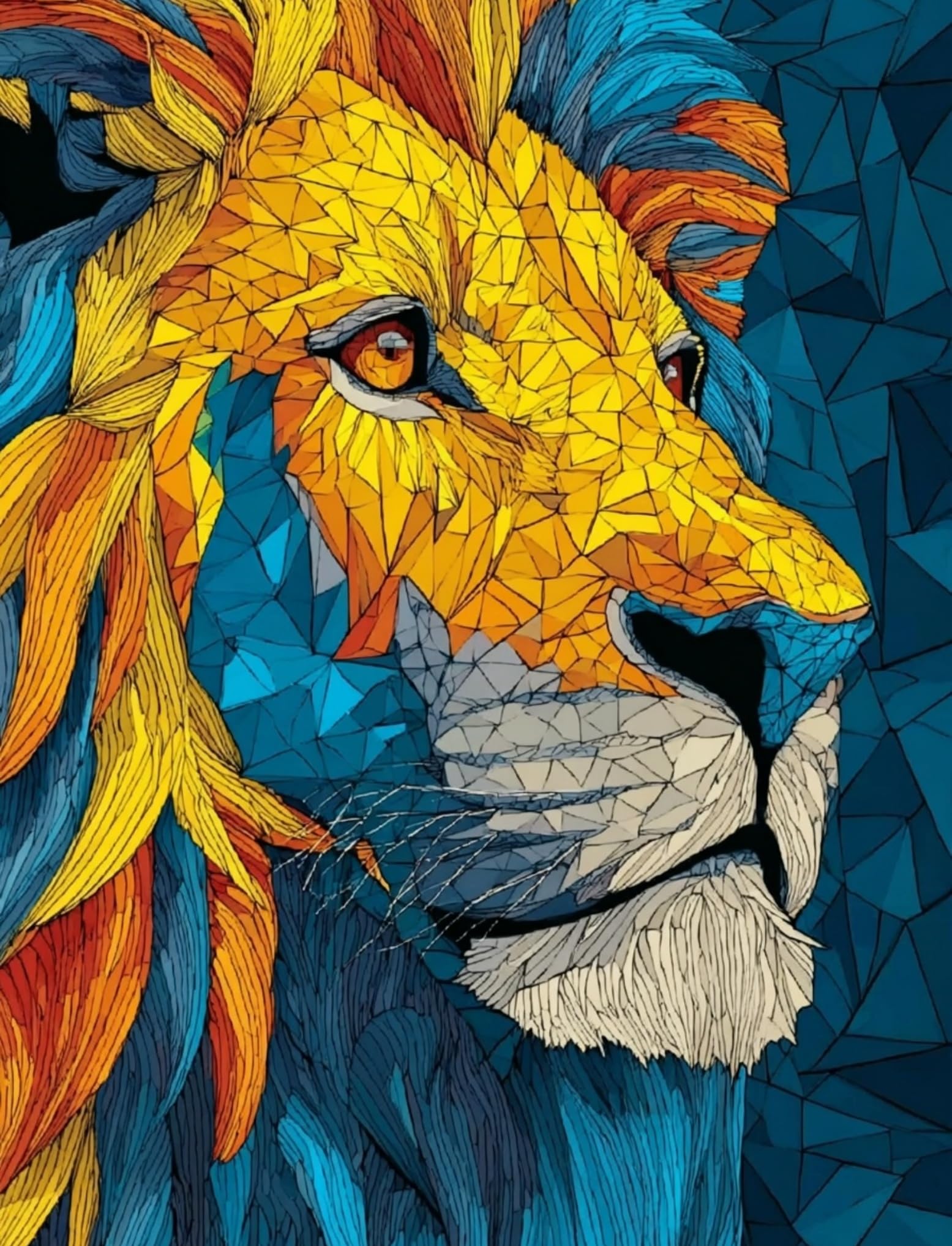 WANGWANGMIAO Paint by Numbers for Adults Colorful Lion,DIY Painting by Numbers Kits on Canvas Hand Painted Artwork Gift Home Decoration 16x20inch，with Frame