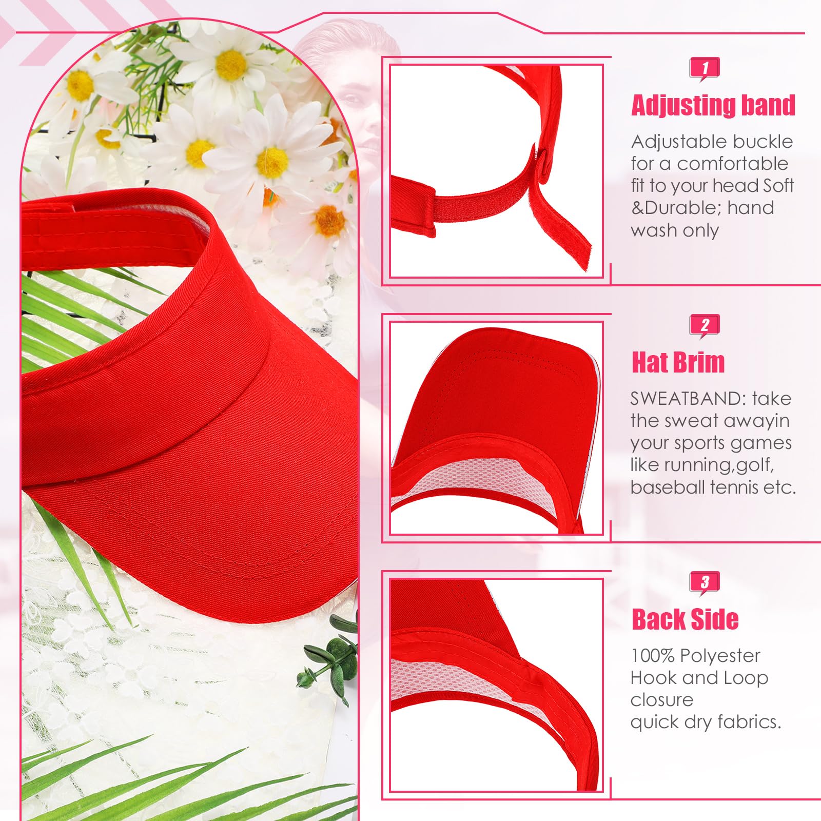 Bonuci 24 viseras a granel para mujer, sombrero de sol, viseras para hombre
